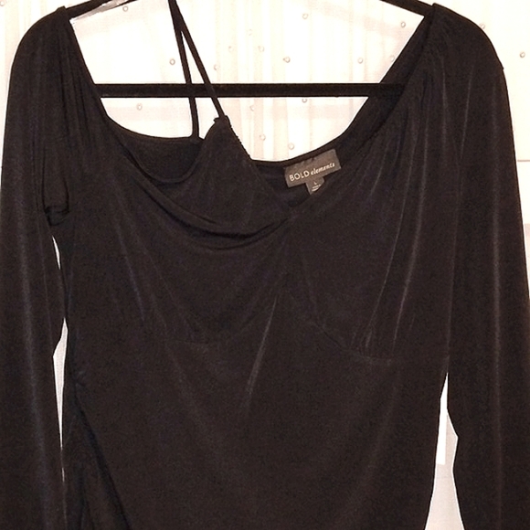 BOLD Elements Woman's Black V-neck Long Sleeve Blouse, Size:  L, NWT - Picture 9 of 10